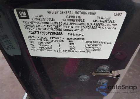 2004 GMC Envoy from USA, damaged, VIN 1GKDT13S342284055